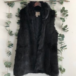Banana Republic Black Faux Fur Vest